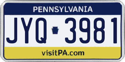 PA license plate JYQ3981