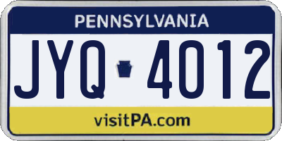 PA license plate JYQ4012