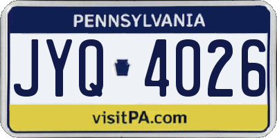 PA license plate JYQ4026