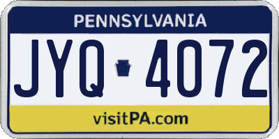PA license plate JYQ4072