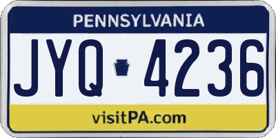 PA license plate JYQ4236