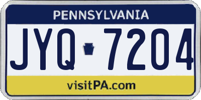 PA license plate JYQ7204