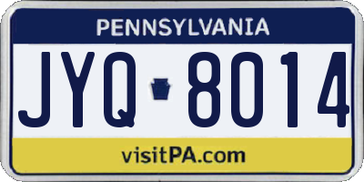 PA license plate JYQ8014