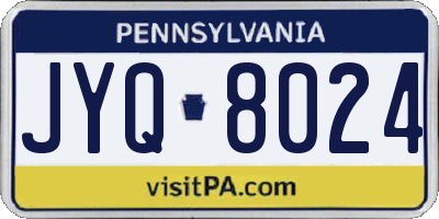 PA license plate JYQ8024