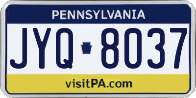 PA license plate JYQ8037