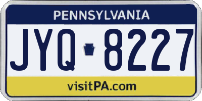 PA license plate JYQ8227