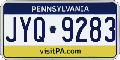 PA license plate JYQ9283
