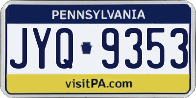 PA license plate JYQ9353