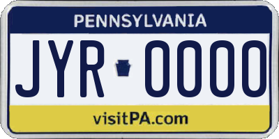 PA license plate JYR0000
