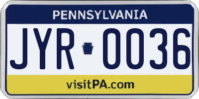 PA license plate JYR0036