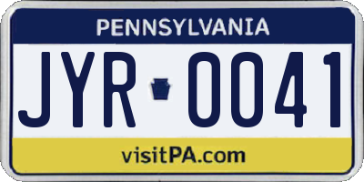 PA license plate JYR0041