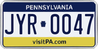 PA license plate JYR0047