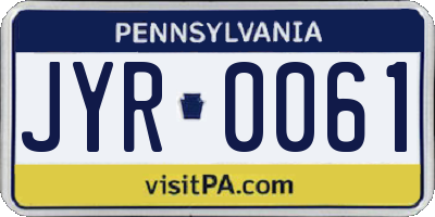 PA license plate JYR0061