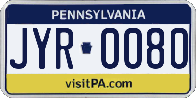 PA license plate JYR0080