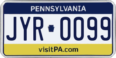 PA license plate JYR0099