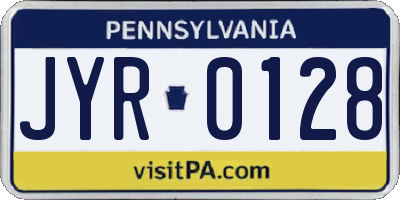 PA license plate JYR0128
