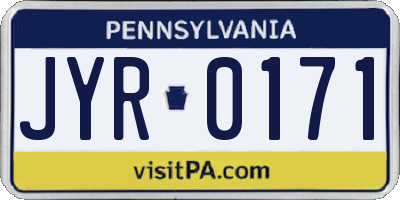 PA license plate JYR0171