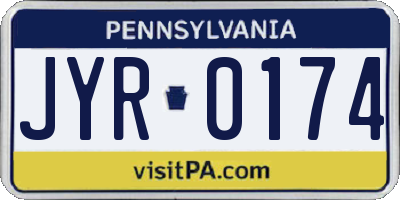 PA license plate JYR0174