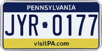 PA license plate JYR0177