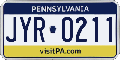 PA license plate JYR0211