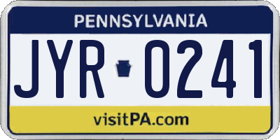 PA license plate JYR0241