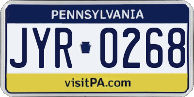 PA license plate JYR0268