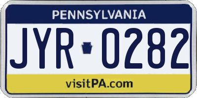 PA license plate JYR0282