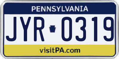 PA license plate JYR0319
