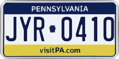 PA license plate JYR0410
