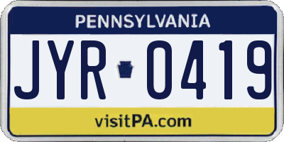 PA license plate JYR0419
