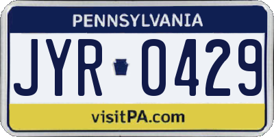 PA license plate JYR0429