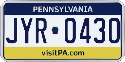PA license plate JYR0430