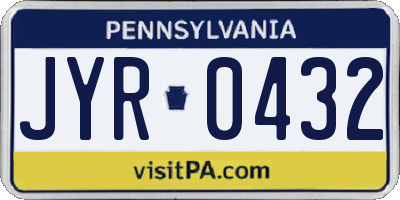 PA license plate JYR0432