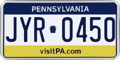 PA license plate JYR0450