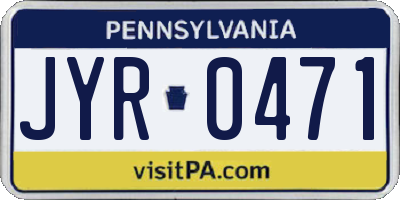 PA license plate JYR0471
