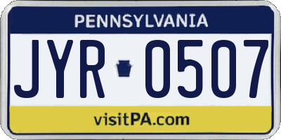 PA license plate JYR0507