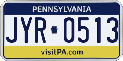 PA license plate JYR0513