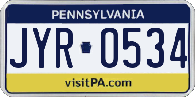 PA license plate JYR0534