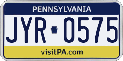 PA license plate JYR0575