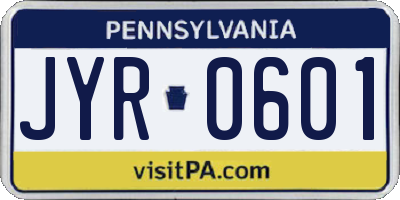 PA license plate JYR0601