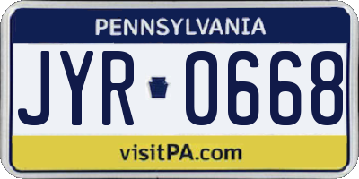 PA license plate JYR0668