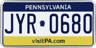 PA license plate JYR0680