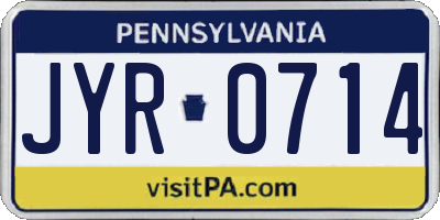 PA license plate JYR0714