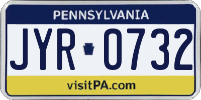 PA license plate JYR0732