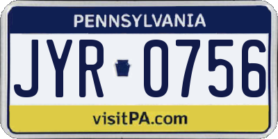 PA license plate JYR0756