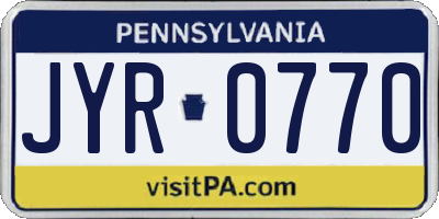 PA license plate JYR0770