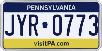 PA license plate JYR0773