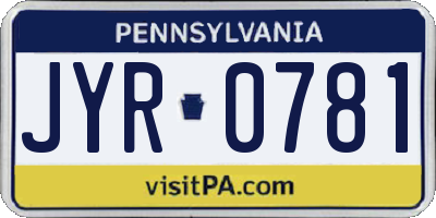 PA license plate JYR0781