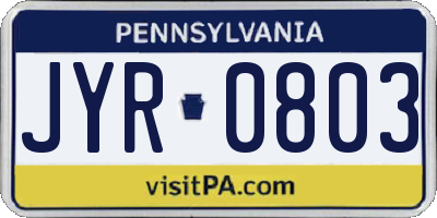 PA license plate JYR0803