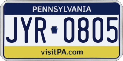 PA license plate JYR0805